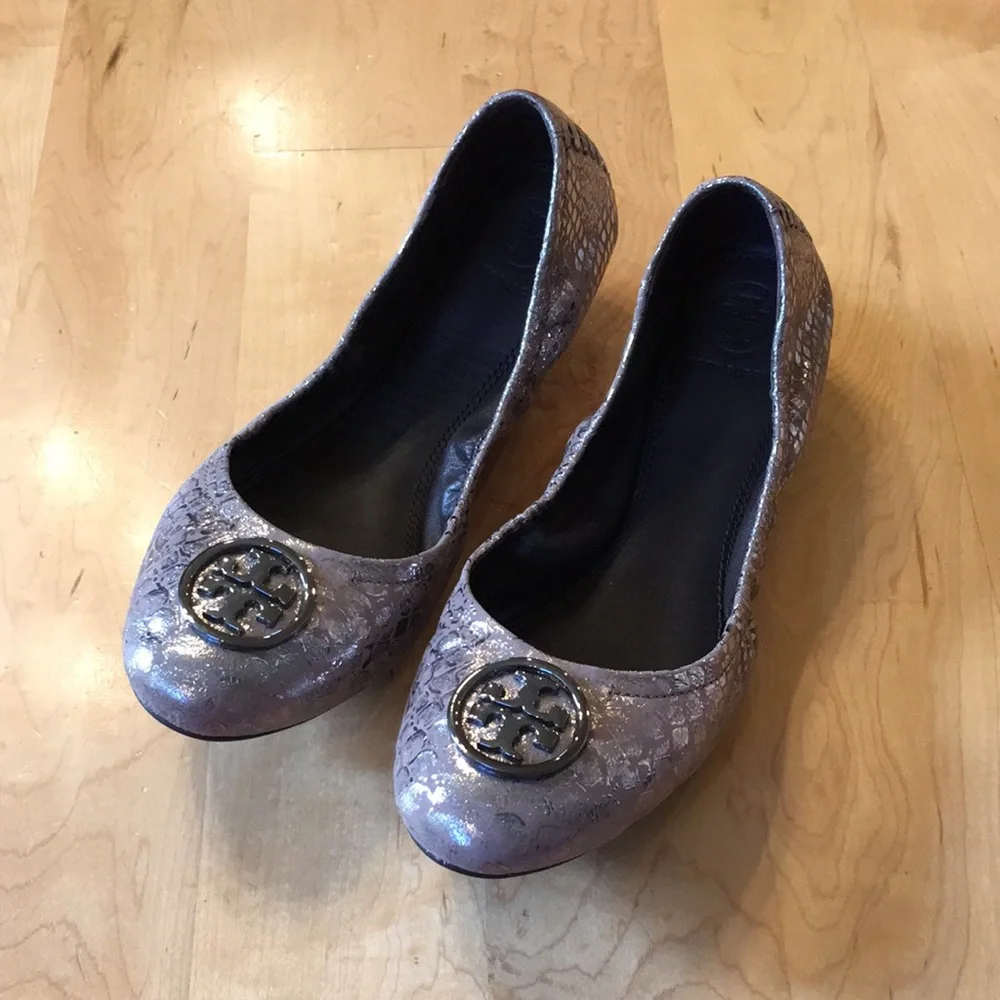 TORY BURCH | Metallic Leather Heidi Flats
